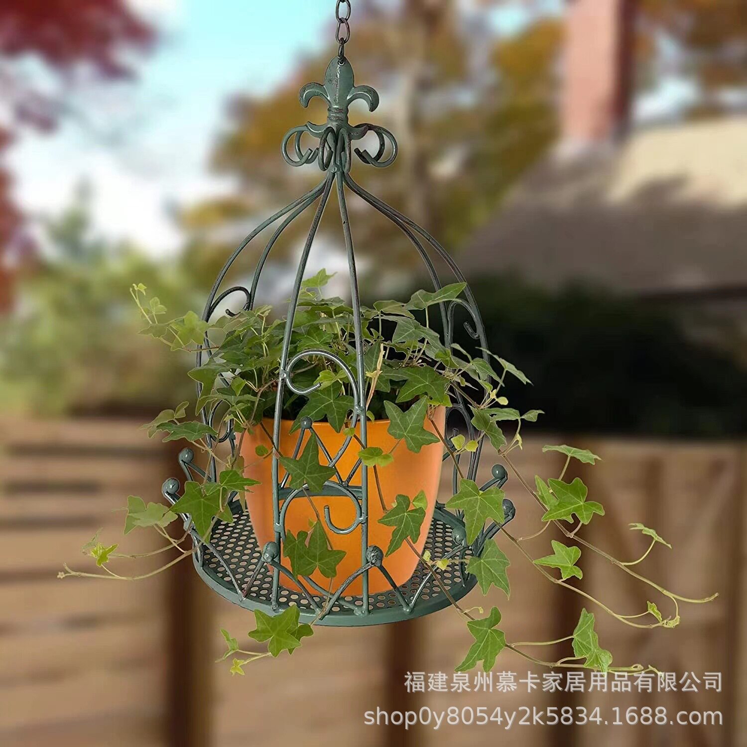 欧式田园铁艺皇冠悬挂吊篮户外庭院做旧阳台花园花盆挂式花架壁挂