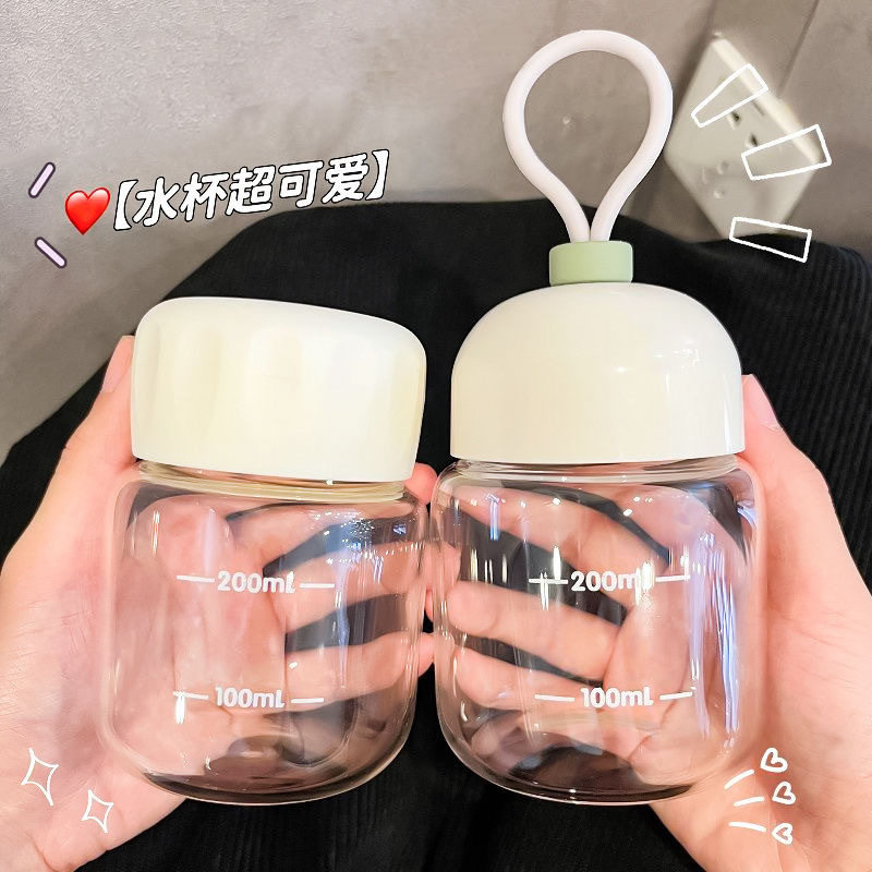 迷你提绳胖胖杯玻璃小奶杯女生咖啡牛奶杯便携式外带高颜值小水杯图片