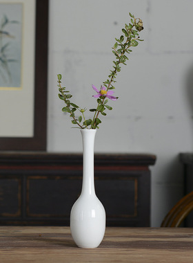 陶瓷花瓶白色中式家居摆件酒店干花装饰简约禅意花器创意随手礼