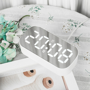 简约ins风led数显电子钟数字桌面小闹钟学生儿童镜面闹钟6637