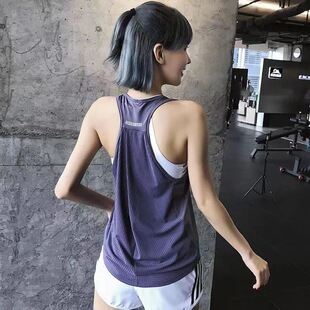 工字速干背心女外穿休闲跑步健身背心女无袖网布T恤运动无袖上衣
