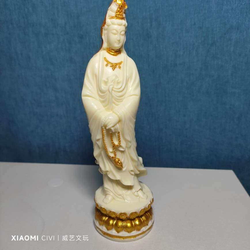 象牙果观音菩萨佛像家用供奉念珠观世音菩萨南海观音家居摆件包邮