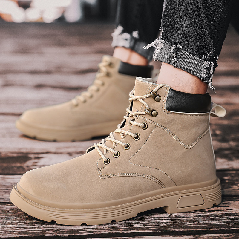 大码45马丁靴男款鞋子男冬季46码男鞋靴子男黑色高帮鞋47工装靴