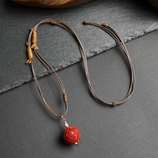 原创手工96%高含量天然原矿真朱砂六字大明咒锁骨链项链支持复检