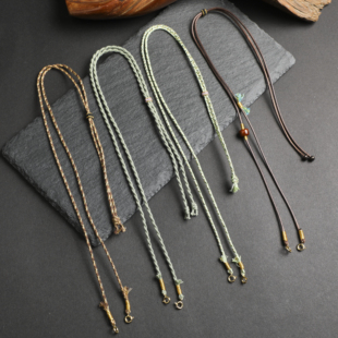 原创天珠挂绳横穿吊坠配绳穿黄金棉绳半成品男女锁骨项链绳可调节