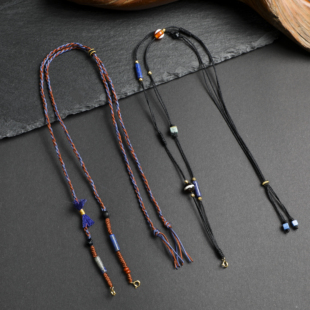 原创天珠挂绳唐卡吊坠配绳穿黄金挂绳半成品男女锁骨项链绳可调节