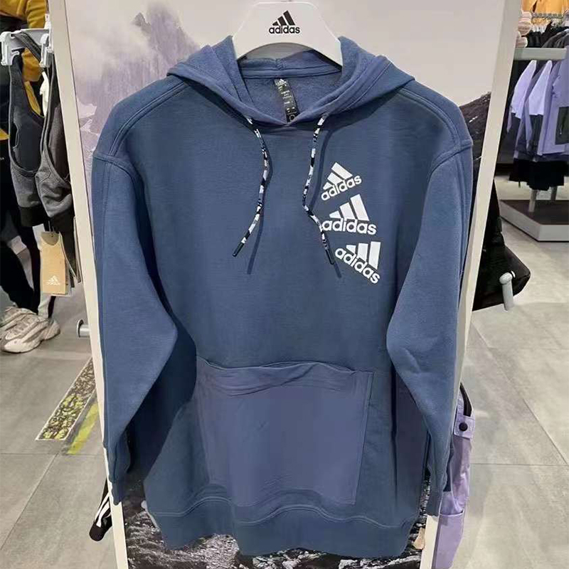 adidas阿迪达斯卫衣男加绒保暖针织连帽运动休闲套头衫HL9382