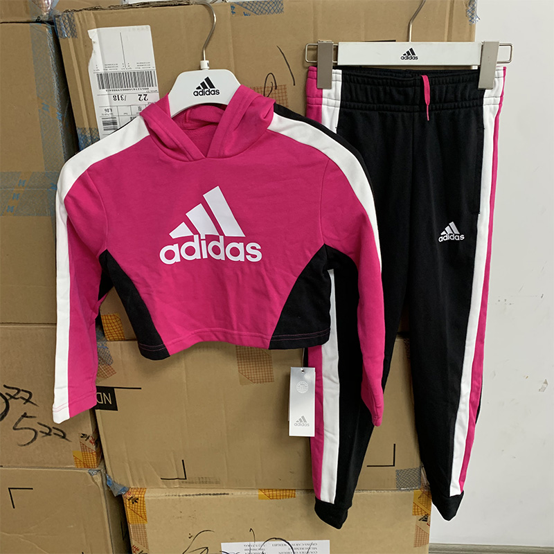 Adidas/阿迪达斯官方正品儿童连帽卫衣运动长裤套装GT6907