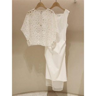 南油一整套炸街减龄时尚今年流行的漂亮白色连衣裙子套装女装