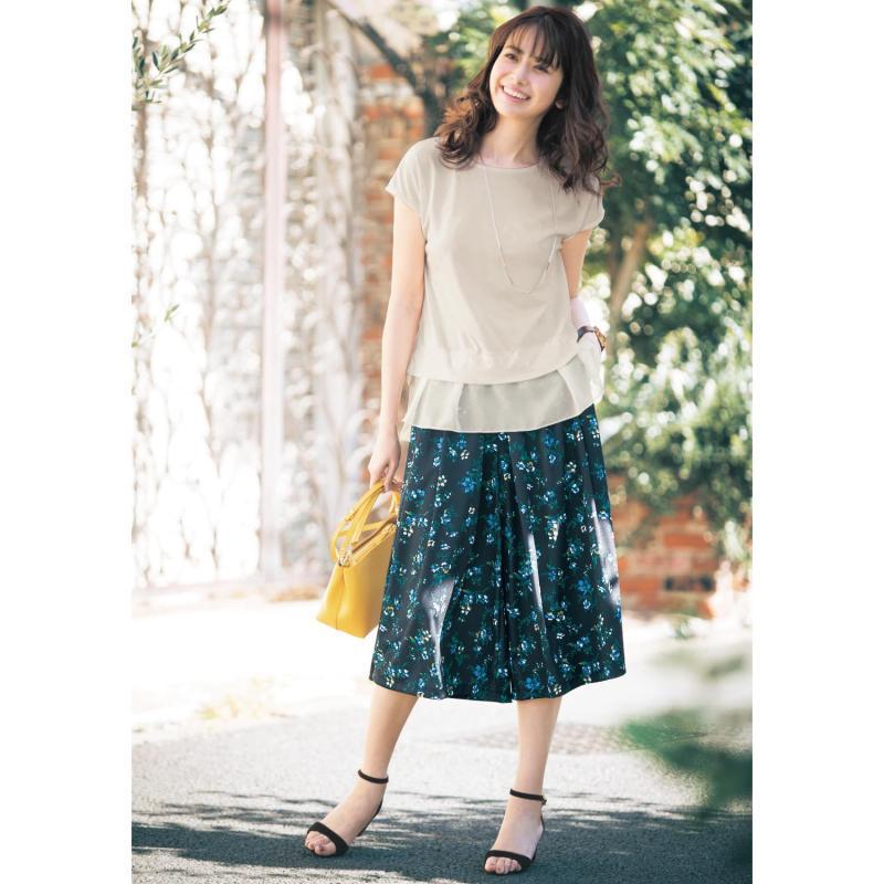 日单大人层叠荷叶裙摆短袖T恤