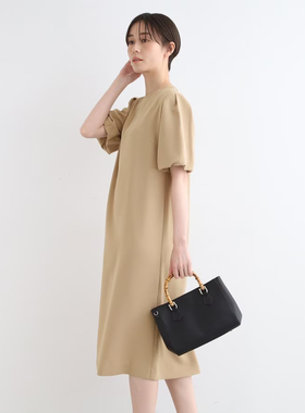 日系女装indiv1夏款华丽花苞袖 五分袖连衣裙