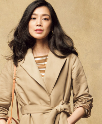 高端防皱丝光罗缎立体剪裁长风衣