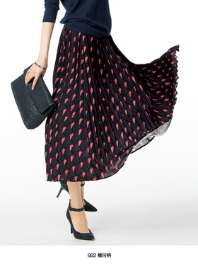 日单高端女装春款雪纺几何图案松紧腰半身裙21597