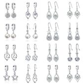 S925银耳环女简约长款 珍珠耳坠气质猫眼石耳钉防过敏圆形耳扣饰品