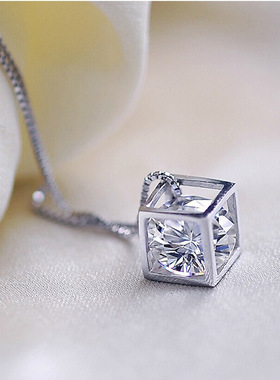 S925银吊坠女不掉色几何项链