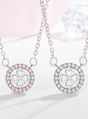 银吊坠简约花朵防过敏不掉色项链