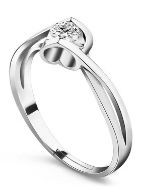 S925银爱心戒指女开口可调节指环