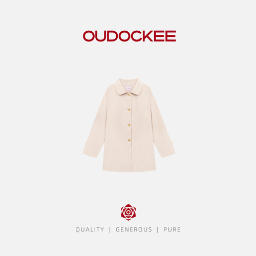 OUDOCKEE 鸥鸥【棉】风衣早秋氛围感气质翻领女高级感 FBCE2576T