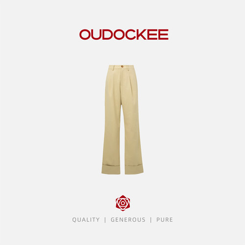 OUDOCKEE 鸥鸥【100棉】中古 浅卡其休闲裤长裤百搭 K2502M311T