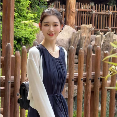 鸥纪儿夏季无袖气质中长连衣裙