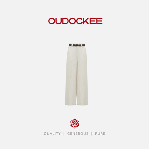 OUDOCKEE 鸥鸥【亚麻+莱赛尔】腔调休闲直筒高腰舒适显瘦 28K6618