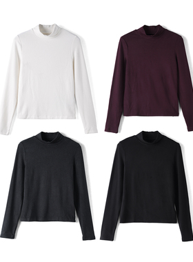 【依系列】商场品牌女装折扣2025年冬季专柜359元修身打底德绒T恤