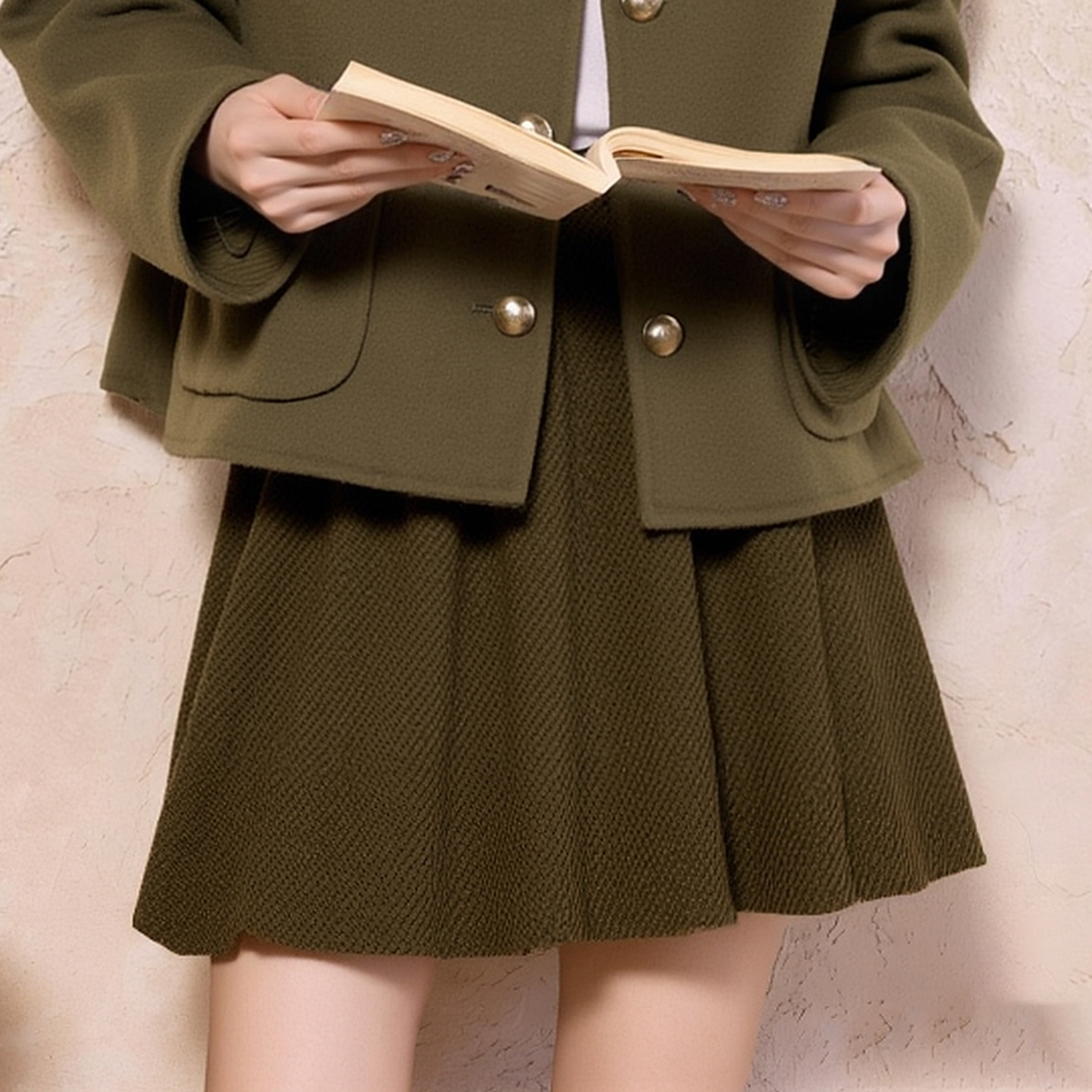 389元学院风50%羊毛呢短裙半裙