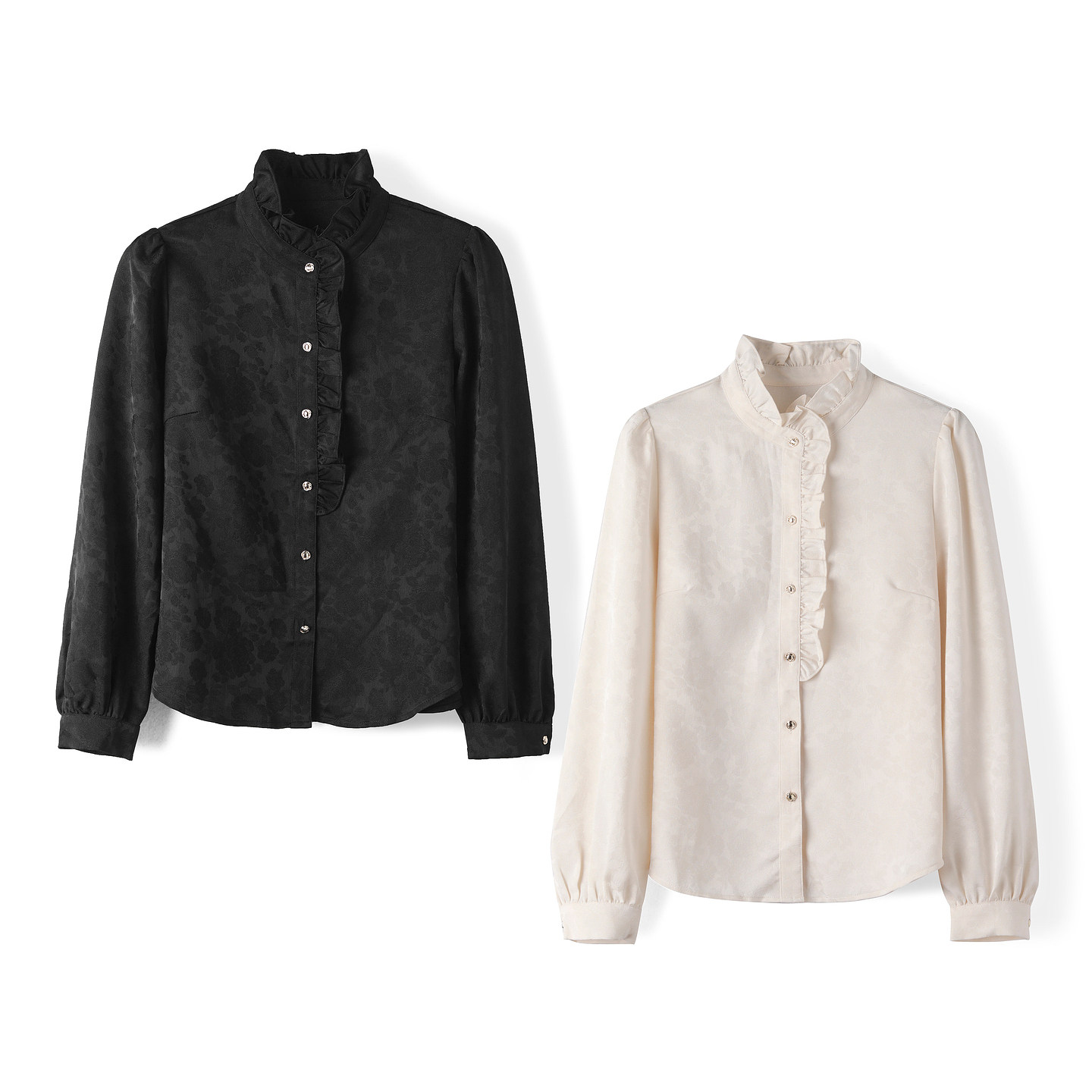 【贝系列】商场品牌女装折扣2025年冬季专柜499元花边立领衬衫