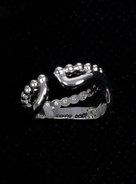 不规则金属感开口银色戒指