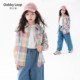 女童简约休闲舒适宽松格子衬衫 新品 中大童衬衣 秋季 加比瑞童装