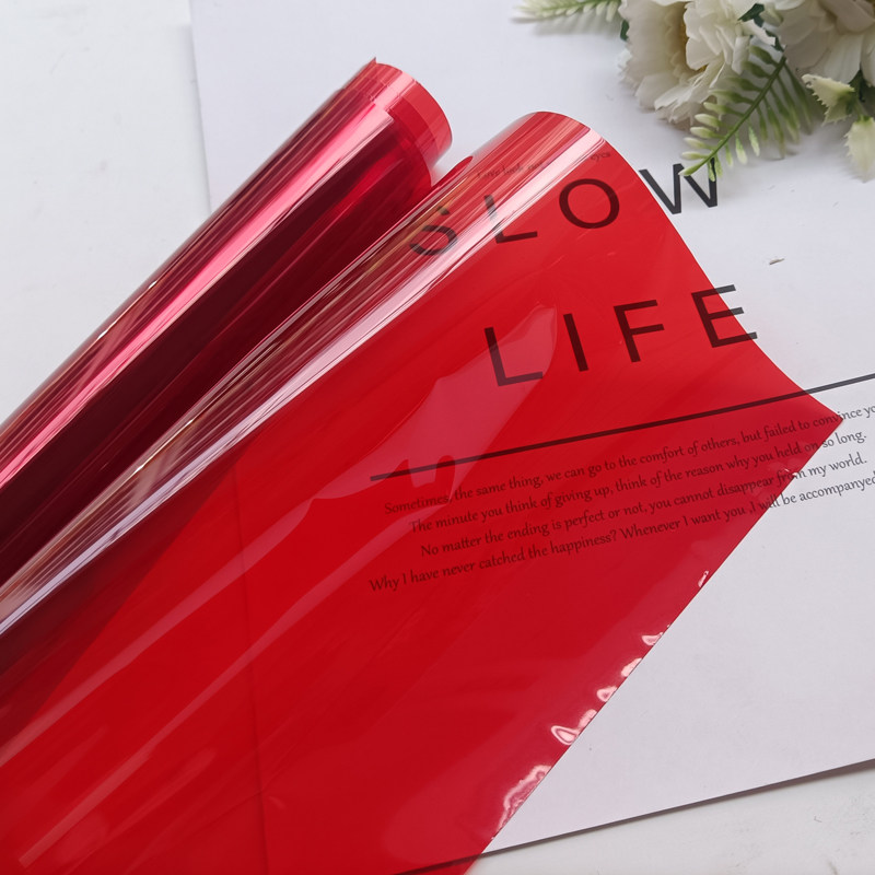 红色酒红色玻璃贴膜双向透明透光窗户玻璃贴纸彩色装饰膜防爆膜