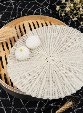 仿草藤编蒸笼垫子48/50/52cm圆形蒸包子馒头不粘蒸包垫笼屉垫布