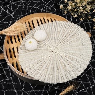 仿草藤编蒸笼垫子48/50/52cm圆形蒸包子馒头不粘蒸包垫笼屉垫布