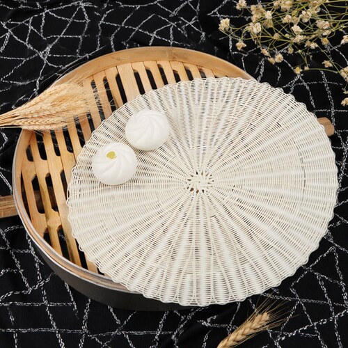 仿草藤编蒸笼垫子48/50/52cm圆形蒸包子馒头不粘蒸包垫笼屉垫布