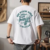 260g圆领体恤衫 重磅纯棉男士 上衣 美式 嘻哈印花半袖 短袖 t恤男夏季