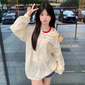 日系可爱波点可拆卸挂件小熊防晒衣女宽松防紫外线轻薄透气外套夏