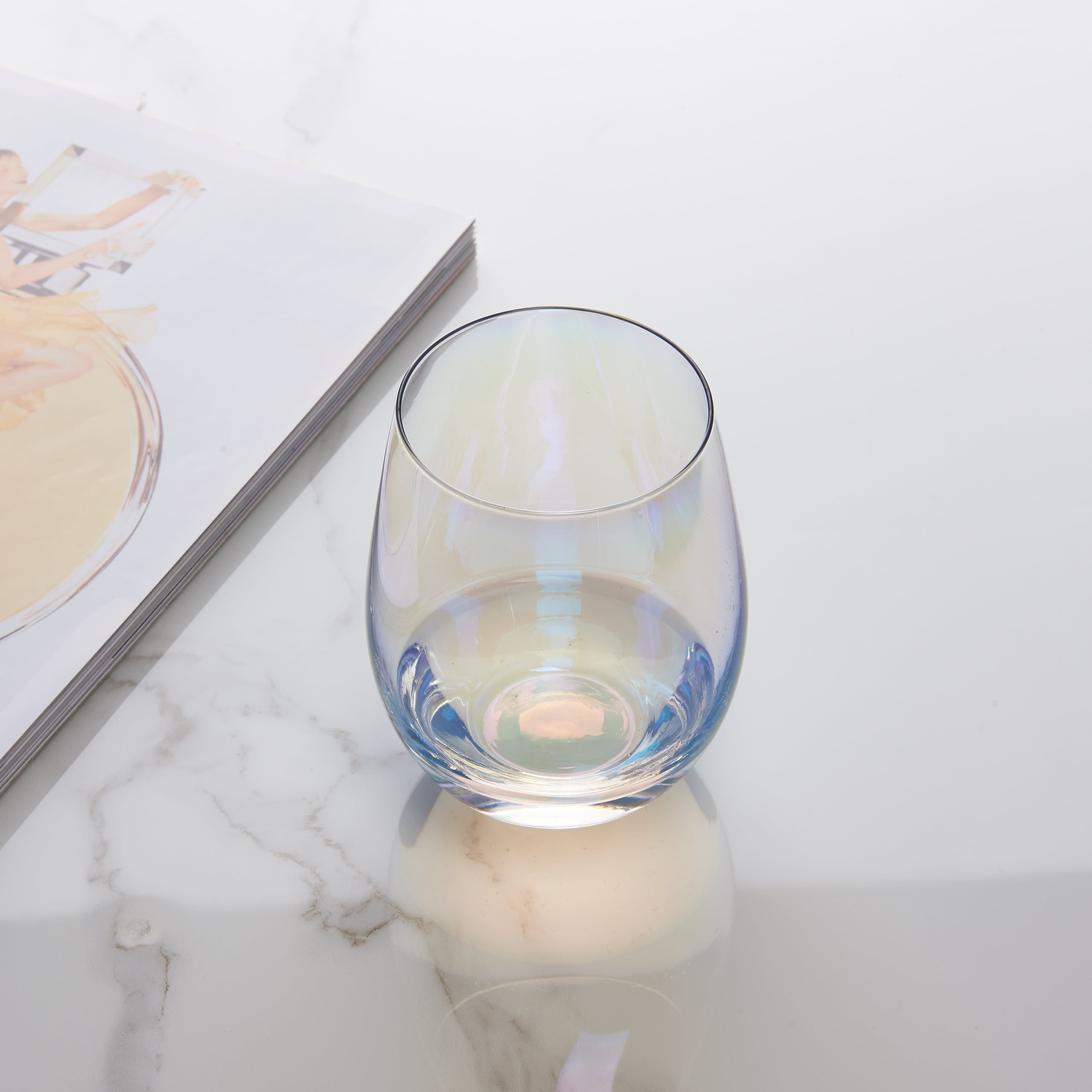 彩虹玻璃杯美单幻彩水杯离子镀蛋杯镭射七彩水晶杯果汁杯花插礼物