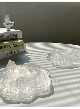 轻奢日式富士山烟灰缸办公室酒吧会所高档摆件个性创意玻璃烟灰缸