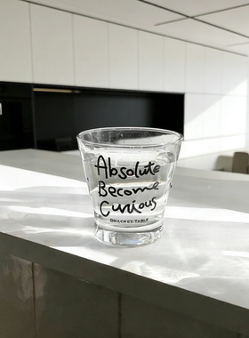 韩式 bracket table早餐酸奶杯咖啡杯甜品杯黑字母矮款厚底咖啡杯