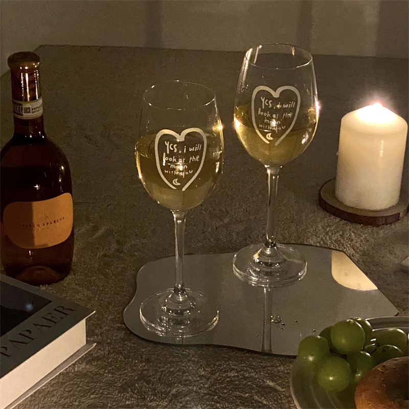 爱心水晶高脚杯 浪漫情调红酒杯葡萄酒杯 烛光晚餐酒杯 圣诞礼物