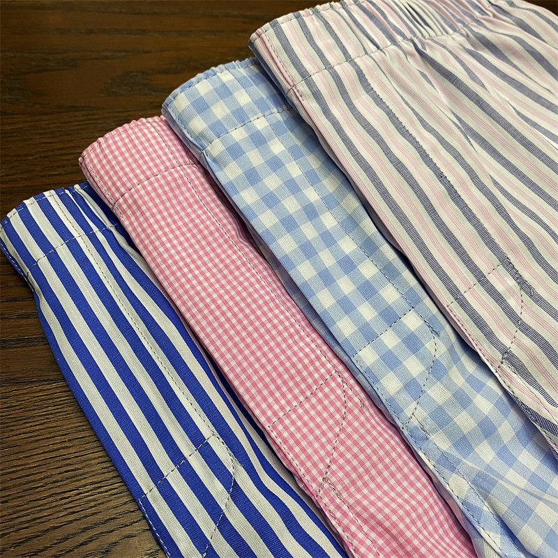 欧美儿童全棉阿罗裤男生女童平角裤大童内裤小学生家居裤格子短裤