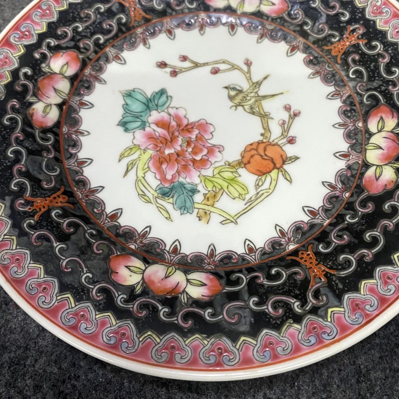 景德镇567老厂货瓷器出口创汇原矿料手绘老粉彩居家装饰品摆件盘