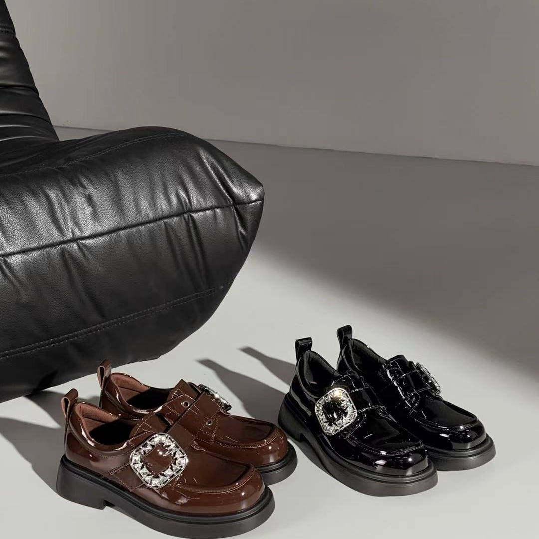 2026春季新款单鞋女低跟乐福鞋真皮方扣一脚蹬休闲皮鞋牛皮圆头鞋,女鞋,浅口单鞋,淘宝优惠券,粉丝福利购,淘宝优惠卷