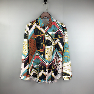 2025春夏新款男士衬衣油画风浮世绘廓形防晒长袖睡衣慵懒风衬衫潮