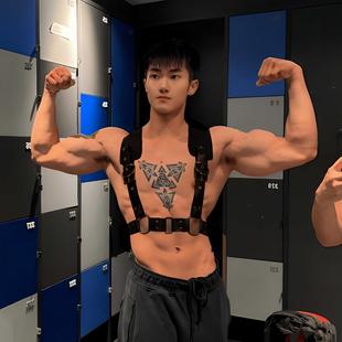 拍片小道具健身体育生战士背带 可调节系带束缚衣 加宽皮革演出服