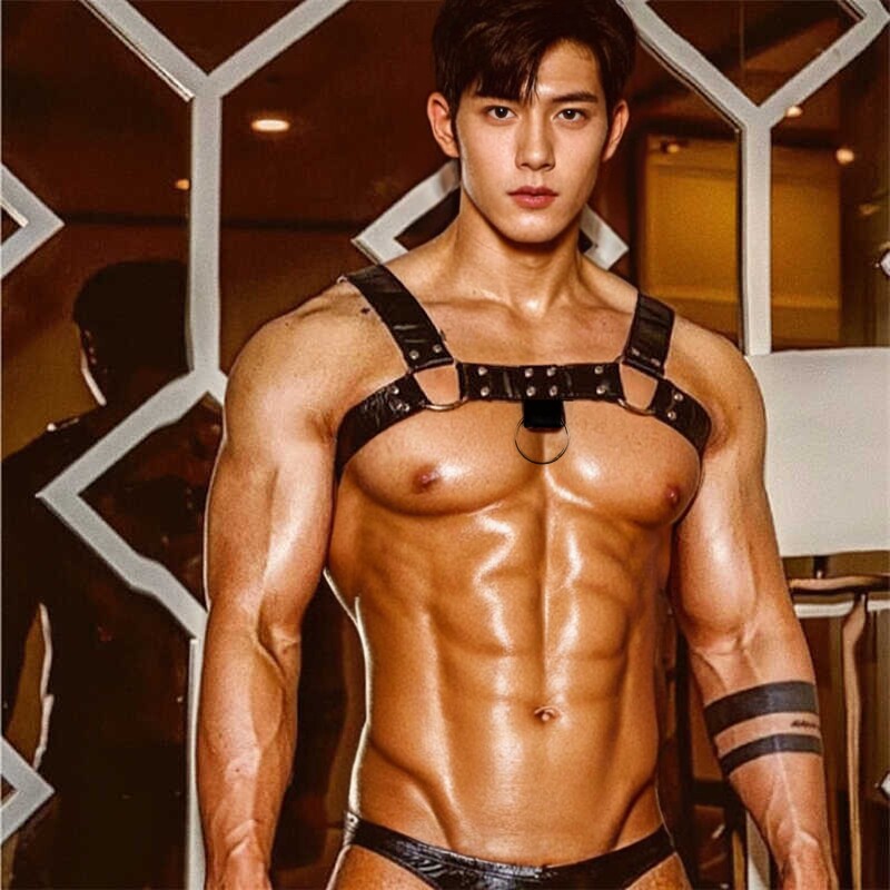 肌肉男紧身束缚夜店表演服运动健身性感NPC另类男性胸衣肩带绑带