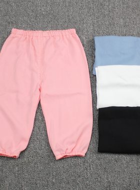 宝宝黑白灰纯色夏季人造棉灯笼裤