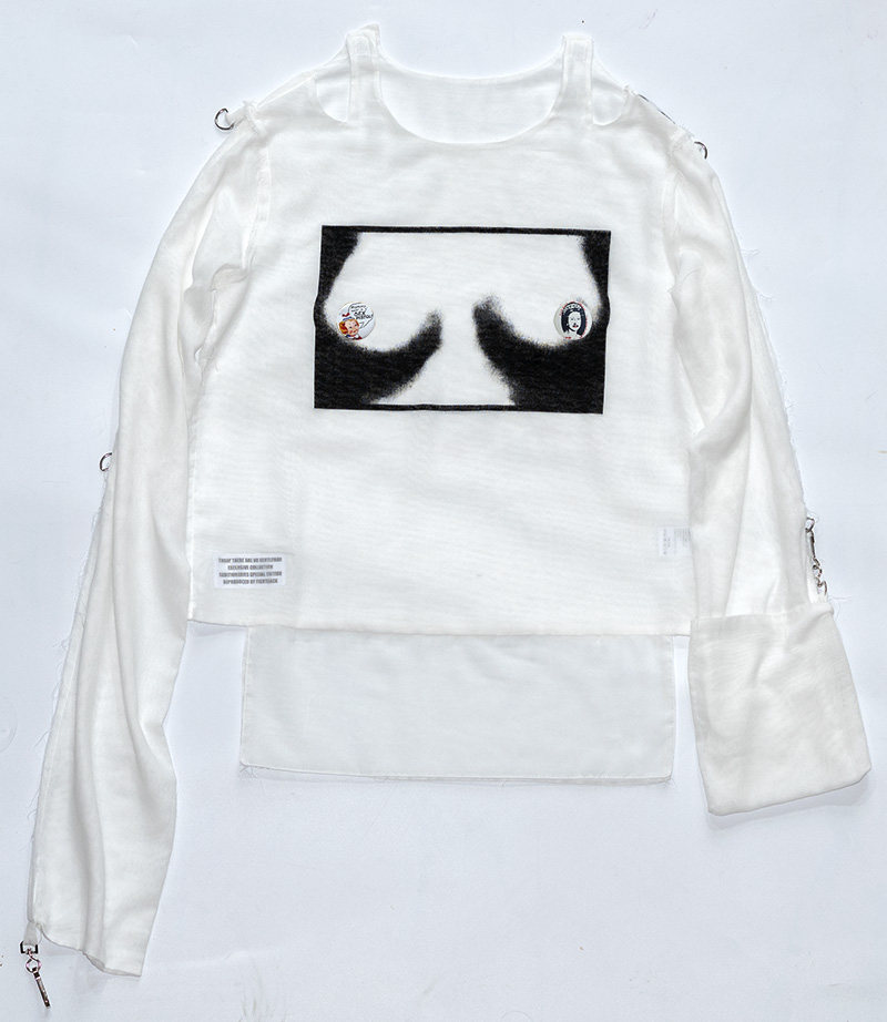 thumbnail for FB counter muslin shirt mesh gauze long sleeves bold punk subculture sexy retro formal style restraint shirt