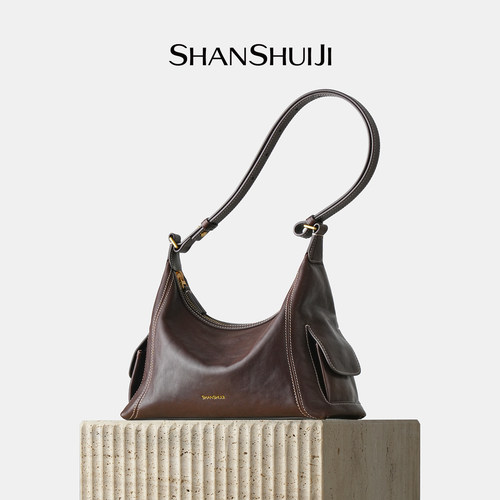 山水集檐下hobo包头层植鞣牛皮