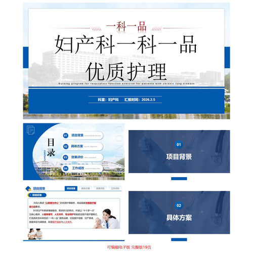 妇产科一科一品优质护理PPT模板｜妇产科一科一品项目方案成效PPT